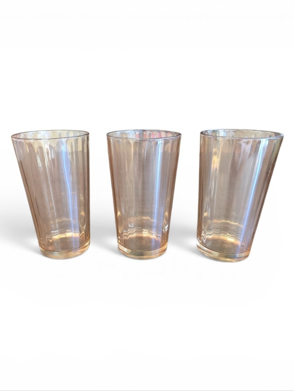 Set Of 3- Peach Marigold Lusterware Tumblers